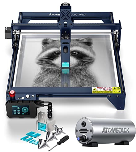 ATOMSTACK A10 Pro Laser Graviermaschine mit Air Assist Set, 50W DIY Lasergravur-Schneidemaschine für Holz Metall, 10W Ausgangsleistung, Offline-Graviermaschine, Laser mit festem Fokus