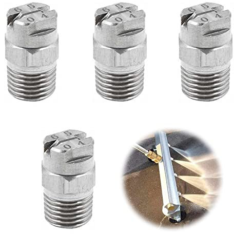 XCSJ 4pcs Embouts Pulvérisation Haute Pression Buses De Rechange Pour Nettoyeur à Haute Pression Buse En Acier Inoxydable 304 à Filetage Mâle 1 / 4Bspt - Diamètre d'Orifice De 65 Degrés 1.3 Mm