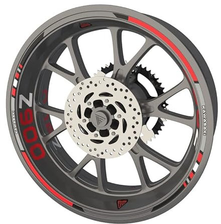 Felgenband für Motorrad Kawasaki Z900 Premium Qualität (Aufkleber für 2 Räder) (Rot)