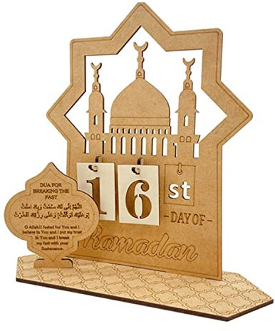Ramadan Kalender 2023 Kinder, Ramadan Dekoration Eid Mubarak Dekoration, Holz 30 Tage Ramazan Countdown Kalender Ramadan Adventskalender Islamische Deko Muslimische Geschenke für Party (C)