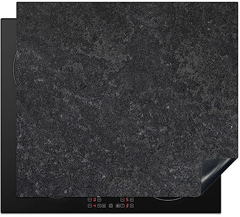 KitchenYeah© Herdabdeckplatte Einteilig Küche Abdeckplatte für Ceranfeld Abdeckung Induktionskochfeld Platte Aufrollbare Matte Beton - Grau - Structure - Retro - Industrial - 60x52 cm
