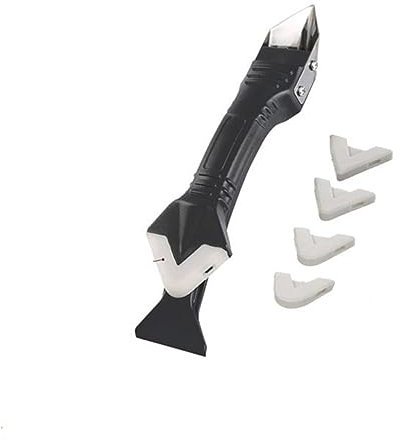 ERICAT Silicone Scraper Glue Remover Knife Angle Beauty Crevice Spatula Tool Grout Scraper Kit 5in1 Multifunction Coner Caulking Tool (Color : Metal head, Size : One size)