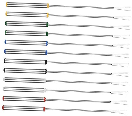 BESTonZON 12pcs Stainless Steel Cheese Forks Flatware for Fondue Fruit Dessert Boys and Girls Hotel Party Supplies