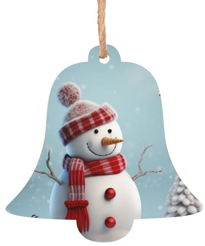 Weihnachten Schneemann Holz Weihnachtsglocke Form Ornamente Holz Weihnachtsbaum Hängende Dekoration Weihnachtsbaum Ornamente mit Seilen für Weihnachten Urlaub Dekorationen