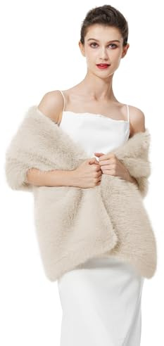 BEAUTELICATE Damen Kunstpelz Stola Schal Warp Brautjacke Kunstfell Brautschal Brautstola für Braut Abendkleid Winter Hochzeit Festlich