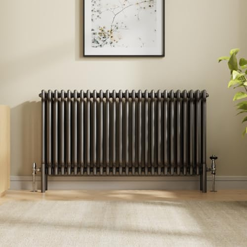 NRG 600 x 1190mm Raw Metal Cast Iron Triple Column Horizontal Radiator | Traditional, Central Heating Radiator, for Bathroom, Kitchen, Living Room, Column Radiator, Wall Mounted, Mild Steel