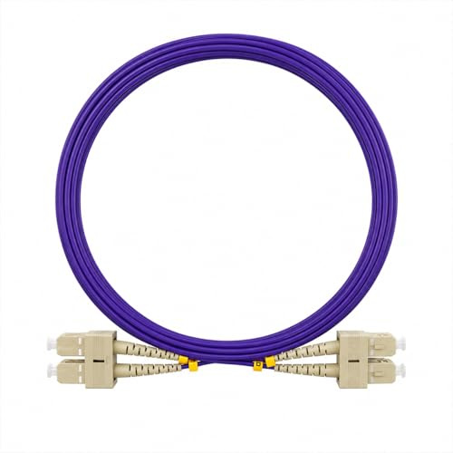 Elfcam® - 15m Cable de Fibra Optica OM4 SC/PC a SC/PC Multimodo Dúplex,Puente de Fibra Optica 50/125um 2,0mm LSZH (15M)