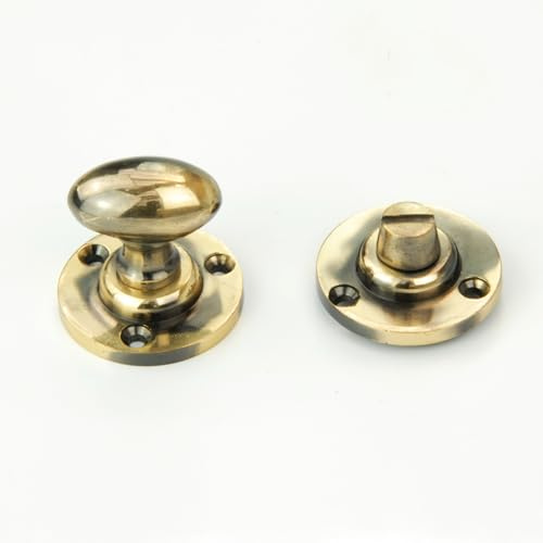UNDERGROUND PARTS Jones & Grey Regency Solid Brass Oval Bathroom Lock Thumb Turn Handle & Release - Antique Brass