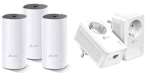 TP-Link Deco M4 Mesh WLAN Set (3er Pack) & Powerline Adapter Set TL-PA7017P KIT