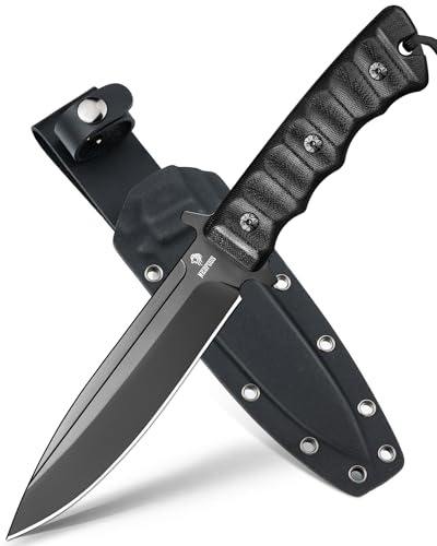 NedFoss BLACK PHOENIX Survival Messer, 15CM Outdoor-Messer mit G10 Griff | FULL TANG Feststehende Messer mit Kydex Scheide & Titanium, Scharfe Jagdmesser Für Camping, Jagd, Geschenk, Sammlung