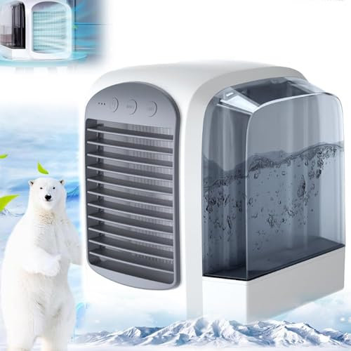 Frost Blast Pro Portable Air Chiller, Small Portable Air Conditioners, USB Rechargeable Personal Desktop Fan, 4 in 1 Evaporative Air Cooler Cooling Fan Purifies Humidifies Enjoy Cool Air (Grey)