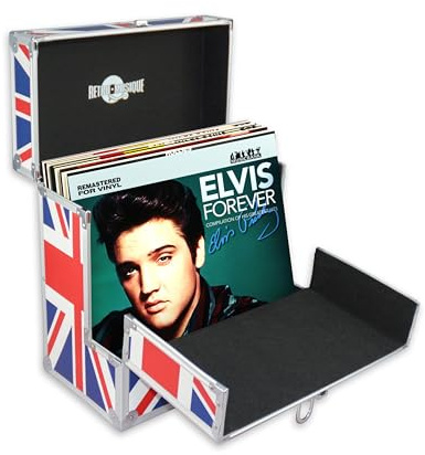 Retro musique 12 Inch Vinyl Record Storage with 40 12 Outer Sleeves | Vinyl Storage Box with Unique Front Flap Opening | LP Storage Boxes Holds up to 40 LP's | Record Box Perfect for Your Vinyls
