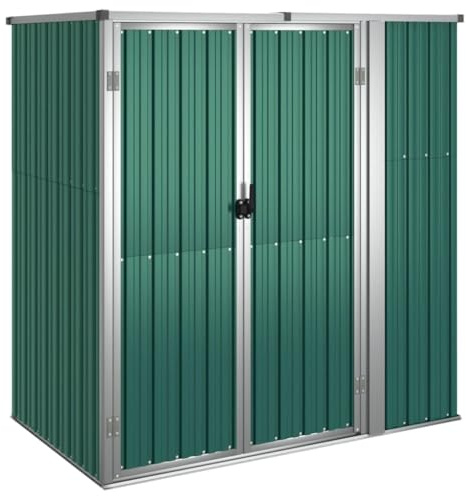 prissent Fahrradunterstand 161x89x161 cm Gartenhaus Metall Geräteschuppen Gerätehäuser Zur Aufbewahrung von Rasenmähern, Fahrradunterstand Storage Shed, Fahrrädern usw Grün