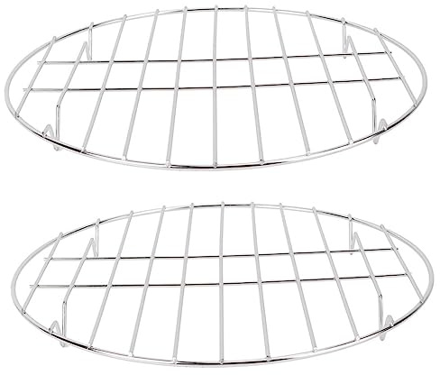 SHOWERORO Edelstahl Grillrost Rippchenhalter 28cm Rund 2 Stück BBQ Zubehör Für Outdoor Grillen Hohe Hitzebeständigkeit Stabile Grillhalter Für Fleisch