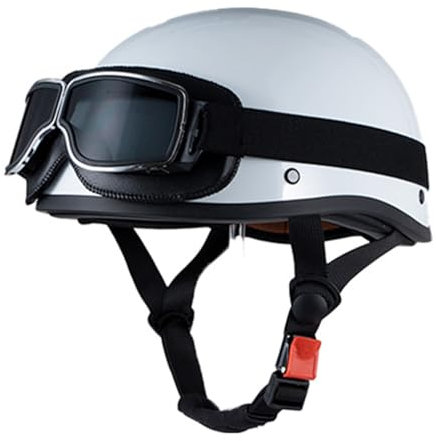 OZXDKJ Retro Offener Motorrad Helme, Motorrad DOT/ECE-Zulassung Halbhelme, Mit Schutzbrille Motorrad Jethelm, Motorradhelm, Herren Damen Motorrad Open Face Helme Für Cruiser Chopper,L(54-58CM),CC