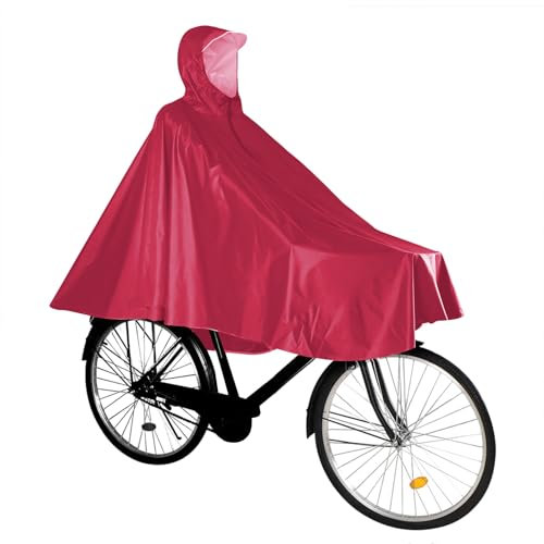 Hshenjhu Fahrrad Regenponcho, Wasserdicht Radfahren Regen Poncho, Radfahren Regen Poncho mit Kapuze, Fahrrad Compact Regen Cape, für Fahrräder, Mountainbikes, Elektrofahrräder (Rot XXXL)