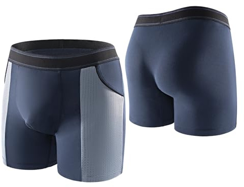 Carer 2er Pack Bambus Inkontinenz Boxershorts Herren, 100ml Absorption Waschbare Wiederverwendbare Inkontinenz Unterwäsche Leichte Atmungsaktive Auslaufsichere Unterhosen, Blau Größe XL