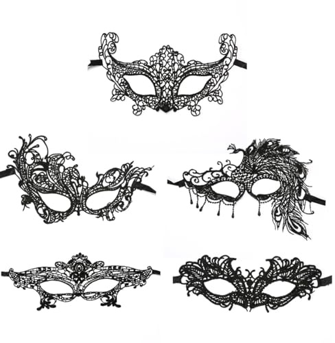 VONJUMA 5 Stück Masken Kostüm Venezianische Maske Maskerade Augenmaske Für Damen Herren Sexy Masken Für Fasching Maskenball Karneval Abendkleid Party