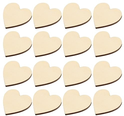 DIYEAH Tranches de Bois de Cœur 50 Pièces en Bouleau Naturel 6cm Non Peint pour Décoration Romantique et Loisirs Créatifs DIY