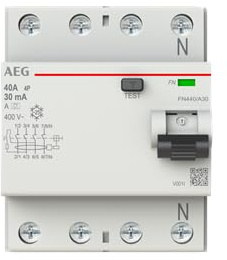 AEG FI-Schalter 4x40A/0,03 FN440/A30, Fehlerstromschutzschalter, 2CSF704156R1400, Elektroinstallation
