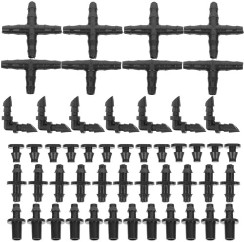 OFFSCH Tropfbewässerung Schlauchverbinder Mit Widerhaken Quick Connect Fitting Abgewinkelten Winkelkupplungen Schlauchendstopfen Einfache Kupplungen Und Doppelte Widerhakenkupplungen