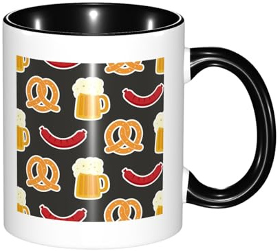 YXDVPALNE Pretzel and Beer, Ceramics Mug Tea Cup Coffee Mugs Ceramic Cup 330 ml