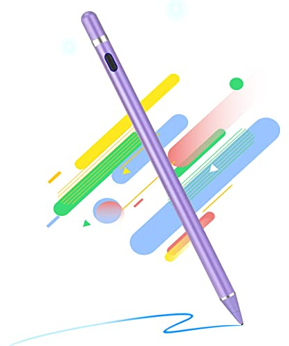 Stylet pour écran tactile - Pointe ultra fine de 1,5 mm pour iPad Pro, Air | Capuchon magnétique | Batterie 12H | Sans Bluetooth | Compatible avec iPhone, Android, Chromebook, tablettes (violet)
