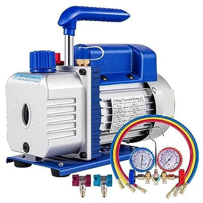 JVDDI Pompa per Vuoto HVAC Pompa for Vuoto, 3CFM Pompa for Vuoto refrigerante a 1 Stadio Indicatori di refrigerazione A/C Aria condizionata Radiatore Intelligente Portatile for l'industria