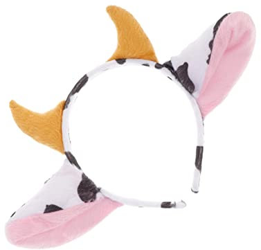 BESPORTBLE Diadema de Vaca Lechera Orejas y Cuernos, Peluche Corto