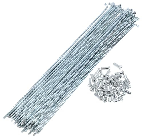 A ABSOPRO Juego de 36 Radios para Bicicleta de 13G, Acero al Carbono Galvanizado, Tono Plateado
