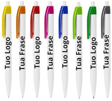 Penne Personalizzate con Logo – Penne a Sfera Promozionali con Stampa Aziendale | Gadget Pubblicitario | Stampa A colori - Penne con frase (100 PENNE)