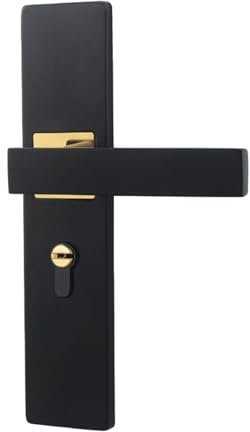 NIKOIDIC Serrure de porte intérieure chambre à coucher serrure de porte type serrure de porte noire silencieuse serrure de style ancien poignée de porte en bois massif(A type gold)