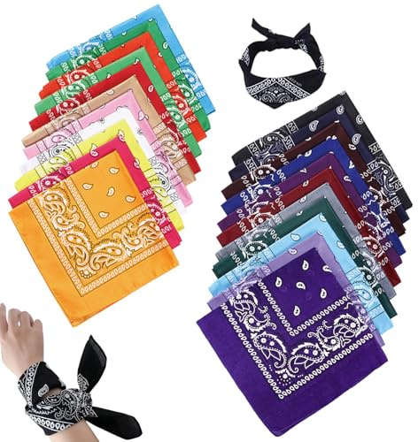 23 Pezzi Bandane Colorate, Bandanas Paisley, Poliestere Stampa, Asciugamano per capelli Unisex Per Uomo e Donna Per Capelli, Collo, Polso, Testa, Quadrata Misurare 55 * 55 CM