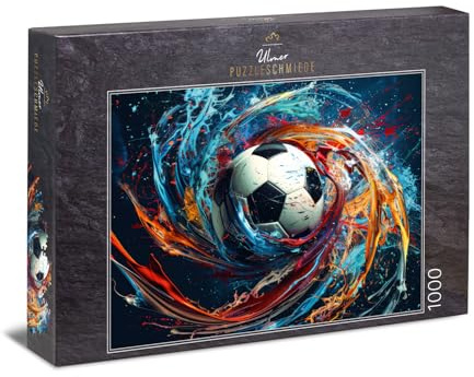 Puzzle 1000 Teile Spin - Fußball Farbrotation Sport-Kunst | Fußball-Motiv mit dynamischer Rotation und kraftvollen Farben - Puzzle-Qualität made in Germany - Ulmer Puzzleschmiede