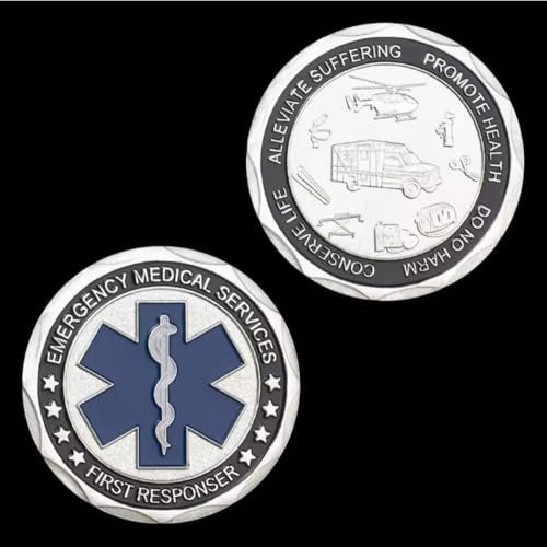 MINHBDER Monedas Conmemorativas De Los Servicios Médicos De Emergencia (EMS), Moneda De Recuerdo De Primera Respuesta, Colección Chapada En Plata Y Oro, Colección De Arte, Regalos