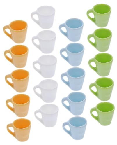 Vaguelly Mini Coffee Cups Dollhouse Mugs Dollhouse Miniatures 20pcs Colored Resin Material Play Kitchen Food Toys for Doll House Dining Room Decoration Photo Props