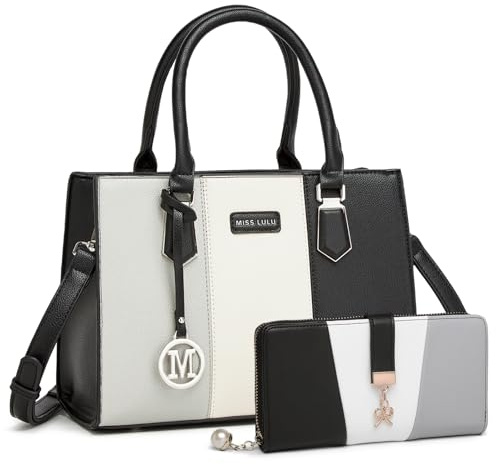 Miss Lulu Sac à Main Femme avec Portefeuille, Ensemble 2 Pièces Tricolore
