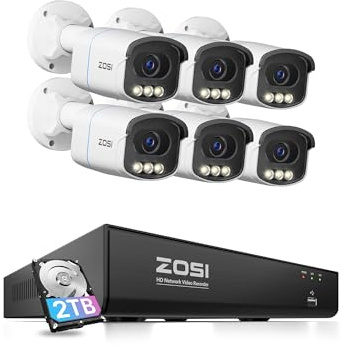 ZOSI 4K PoE CCTV Camera System, 6pcs Ultra HD Outdoor PoE Security Cameras