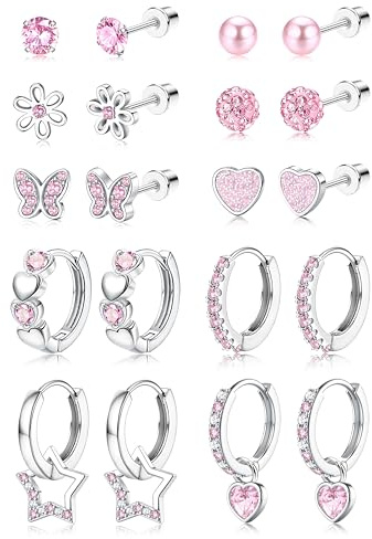 LOLIAS 10 Paires Boucles d'oreilles pour Fille Femmes Acier Inoxydable