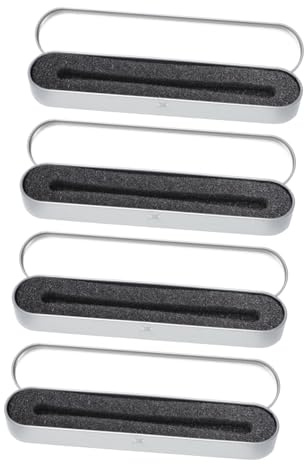 PRETYZOOM 4pcs Metal Pen Boxes with Sponge Interior Silver Iron Pen Case Set for Office and School Stationery Storage Organizer Box 178x36x19mm