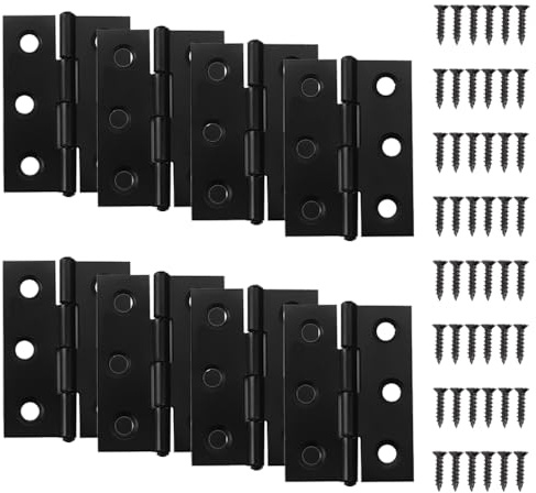 8 PCS Black Door Hinges 2 Inch Small Hinges Stainless Steel Butt Hinge with 50 Screws for Wood Box Cabinet Closet Drawer Furniture Hardware Internal Doors