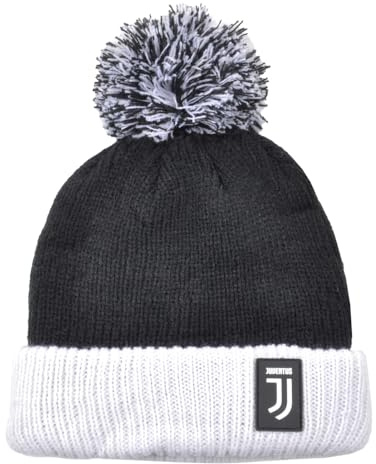 Cappello Ponpon Bicolore con Logo Juventus Applicato in Gomma. Prodotto Ufficiale Juventus 131413