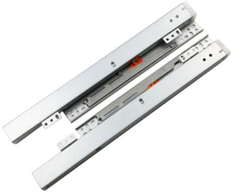 NbgrvB Guide per cassetti, capacità di carico 40 kg, estensione completa, montaggio inferiore, cerniere con tampone ammortizzante, per cucina, bagno, ufficio, 1 paio, 25,4 cm