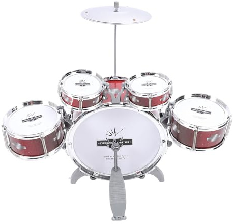 Generic Juego de Batería para Niños, Juego de Batería de Jazz para Niños Pequeños con 5 Tambores, Juguete de Instrumentos Musicales de Percusión para , Regalo para Navidad,