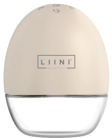 LIINI® Milchpumpe einzeln (1 Stück, Beige) – tragbar im BH, kabellos & leise (<50 dB), 2 Modi & 5 Stufen, USB-C, bis 3h Akku – inkl. Einsätze 15/17/21 mm & Zubehör