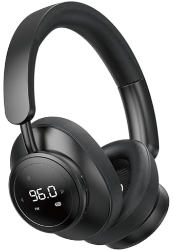 Ounfhtrttk Auriculares Inalámbricos con Micrófono Plegables sobre la Oreja Bluetooth 5.3 Soporte para Auriculares Tarjeta TF Radio FM Negro