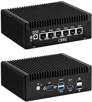CWWK Mini PC Firewall Hardware, i3-8130U, 6 x 2.5GbE i226-V, Fanless Mini Computer Box, OPNsense Micro Appliance, DDR3 8GB RAM 128GB M.2 NVMe3.0 x4 SSD, HD, DP, USB-C, AES-NI