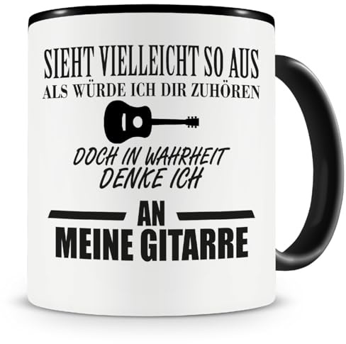 Samunshi® Tasse Gitarre mit Spruch Geschenke für Musiker Gitarre Geschenk Kaffeetasse Tassen Kaffeebecher schwarz 300ml 300ml schwarz