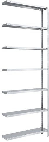 eurokraft | Lager-Schraubregal | verzinkt | mittelschwer | Regalhöhe 3000 mm | Bodenbreite 1000 mm | Tiefe 300 mm | Anbauregal