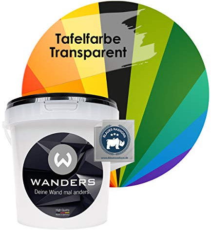 Wanders24 Tafelfarbe (1Liter, Transparent) Blackboard Paint - Tafellack - abwischbare Wandfarbe - in 20 Farbtönen erhältlich - Made in Germany
